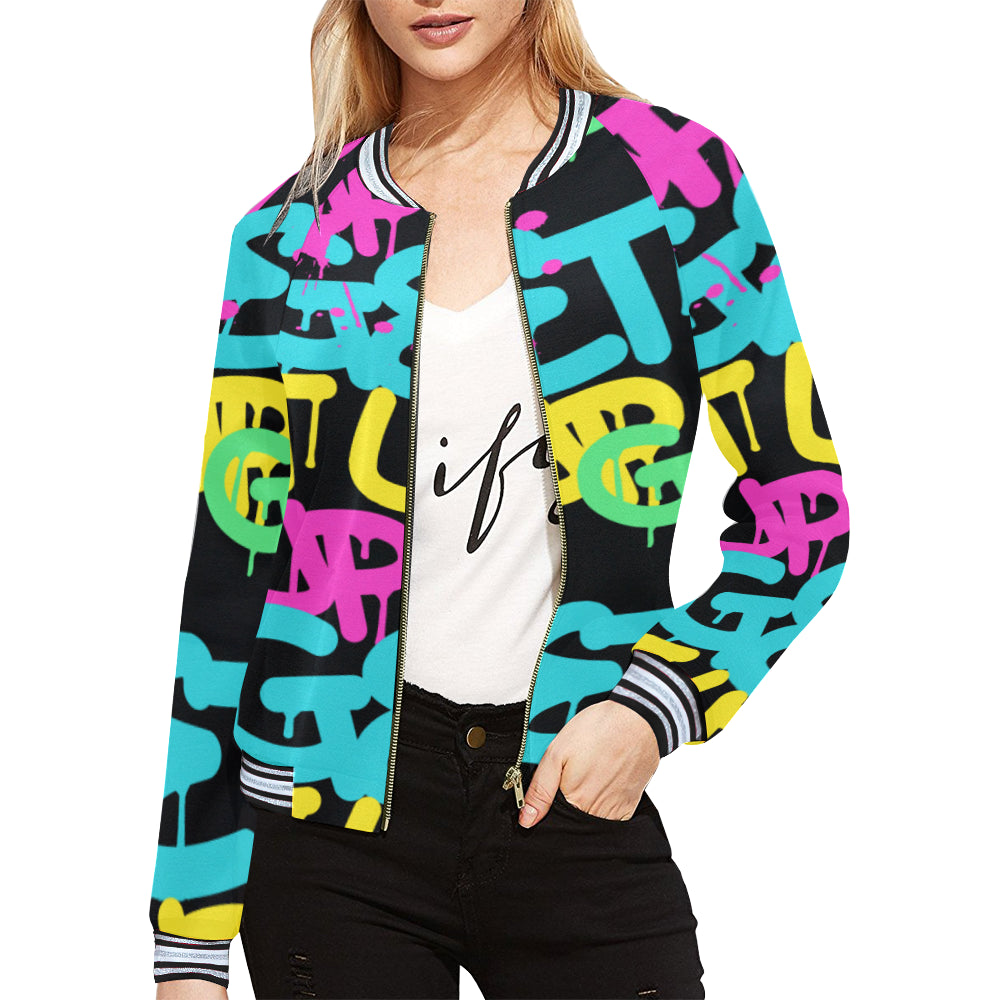 Rainbow Tags Womens Baseball Jacket