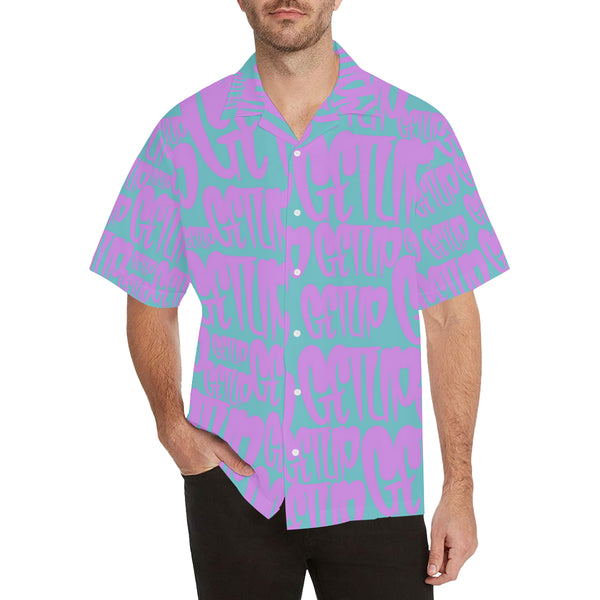 Teal Pink Tags Hawaiian Shirt