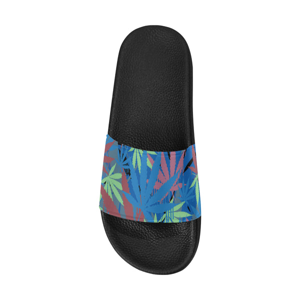 Blue Leaf Slide Sandals