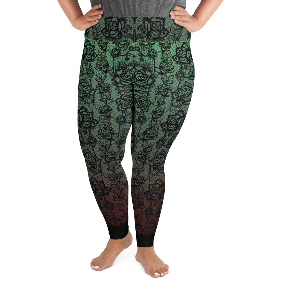 Green Lace Curvy Legging