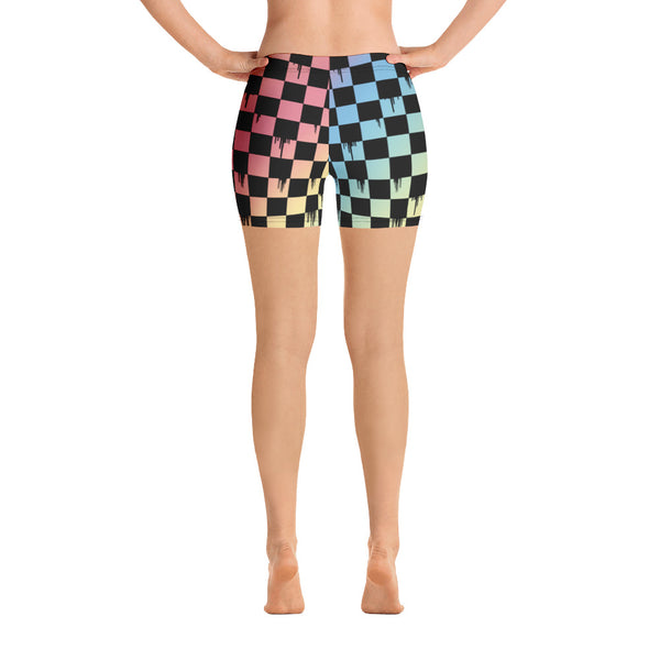 Checker Drip Gradient Yoga Shorts