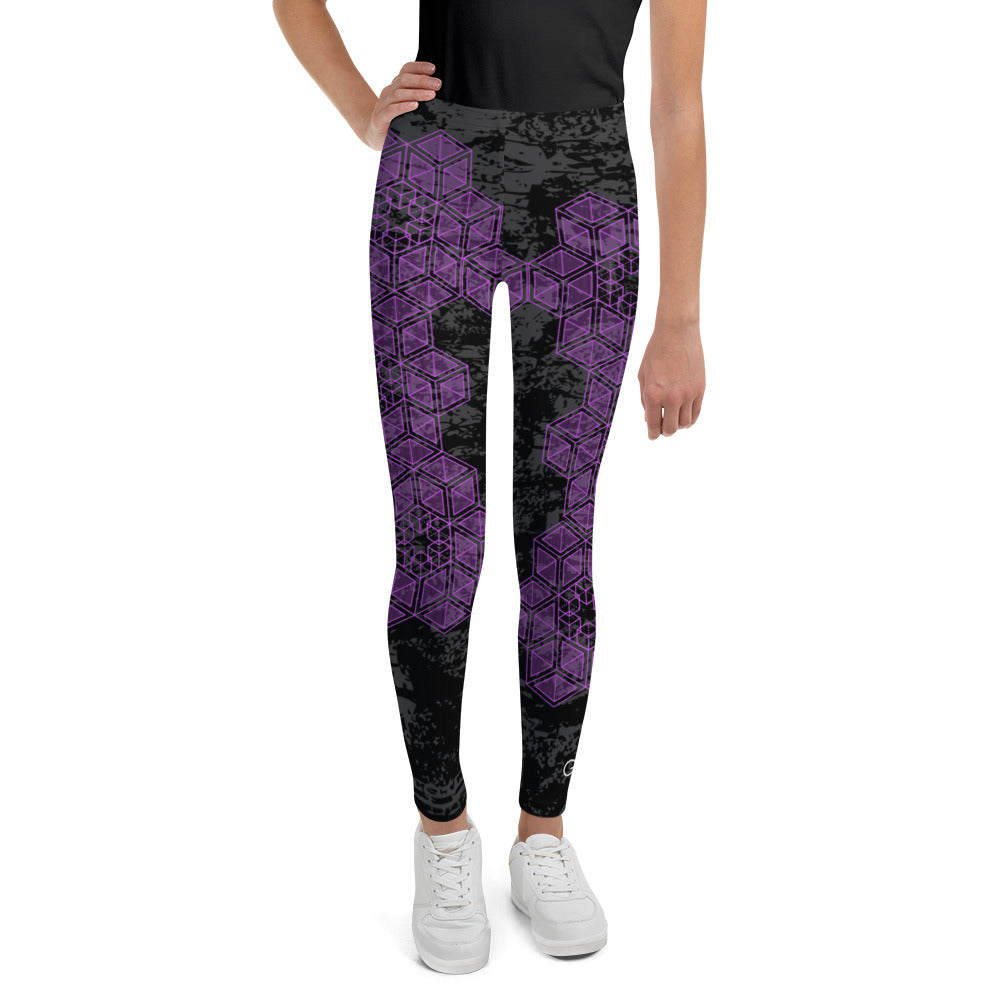 Grunge Geometric Purple Youth Legging