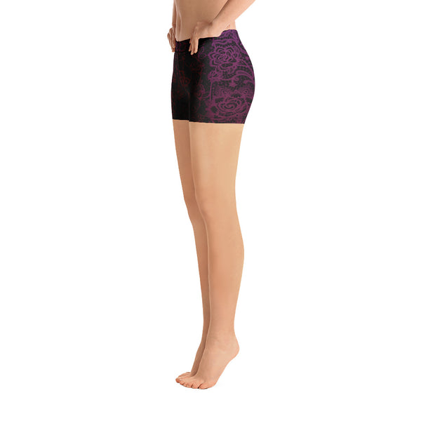 Purple Lace Yoga Shorts
