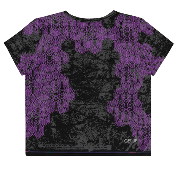 Grunge Geometric Purple Crop Tee